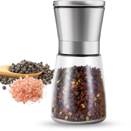 Salière ou Poivrière en Acier Inoxydable – Moulin Manuel Réglable pour Sel & Poivre – 1 Pièce Anti-Rouille, Facile à Utiliser, Idéale Cuisine & Table