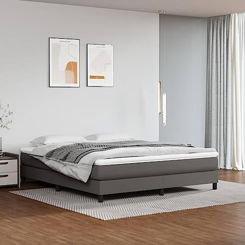 Tonture resårsäng med madrass, grå, 180 x 200 cm, konstläder, fickfjäderkärna, medelhårt stöd, för vilsam sömn