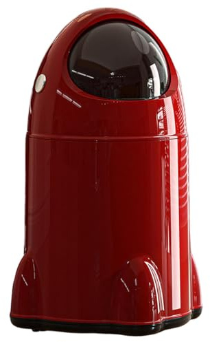 Gralara Cubo de Basura para Cocina Contenedor de Residuos con Tapa Capacidad 15L Ruedas Silenciosas Diseño Elegante Material Adecuado para Sala de Es, Rojo, Individual