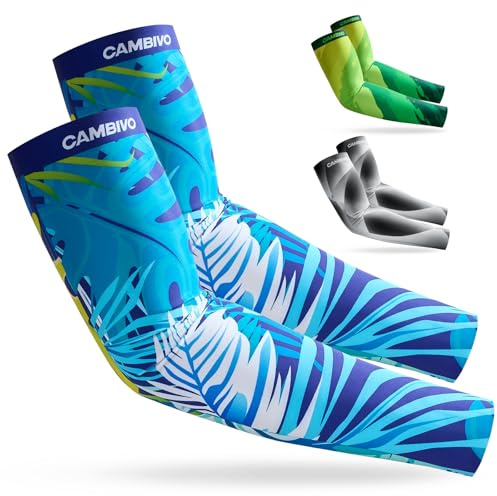 CAMBIVO Cooling Arm Sleeves for Men & Women, UV Sun Protection Sleeves | UPF 50+ Sun Sleeves, Breathable Arm Covers for Running Cycling and Outdoor, 1Pairs