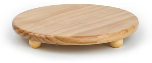 HillSpring Holztablett Rund mit Füßen 30 cm, Dekotablett aus Massivholz im Landhausstil für Badezimmer, Küche & Kaffeestation, Holz Podest für Seifenspender, Kerzen & Pflanzen