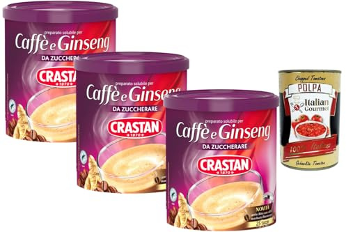 Italian Gourmet Café soluble au ginseng 3 x 200 g – Boisson chaude crémeuse à mélanger, préparation rapide, idéal pour le bureau, le petit-déjeuner et le dessert, pack de conservation + Italian