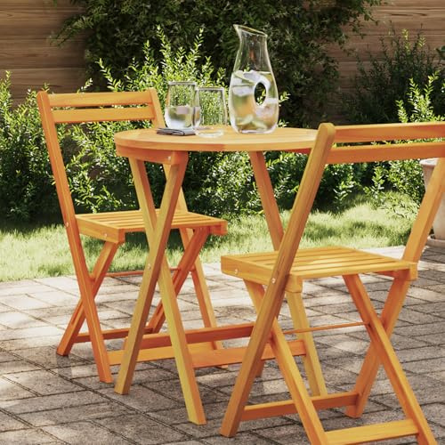 EDNRSOG Klappbarer Gartentisch Rund Ø60x72 cm aus Massivholz Akazie, faltbar für einfache Lagerung, Outdoor Esstisch für Balkon und Terrasse, Stabiler Holztisch mit glatter
