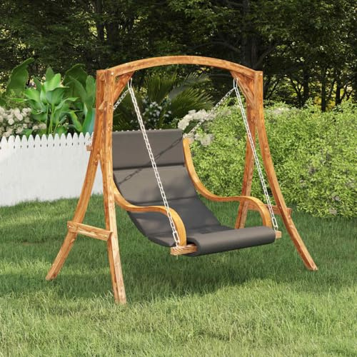Genérico Silla Columpio sin Estructura con cojín Madera Maciza Curvada, Balancines de jardín Antracita,313942