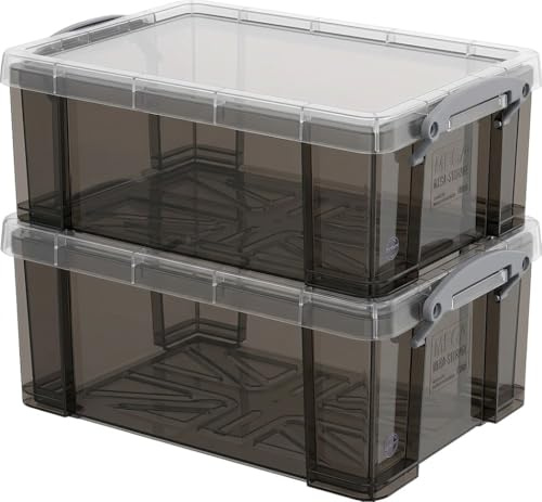 Really Useful Plastic Storage Box 9 Litre Transparent Smoke (Pack of 2)