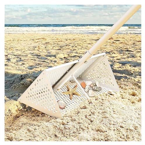 Rastrillo tamizador de Arena, rastrillo de Acero Inoxidable para Recoger Arena de la Playa - Cesta Trapezoidal de 40 cm, Herramienta de Viaje Duradera para Adultos búsqued