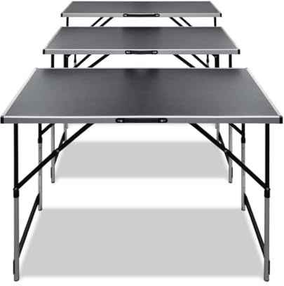 Tapeziertische 3 Stk klappbar höhenverstellbar mit MDF Tischplatte, Aluminium und Eisen Gestell, 100x60 cm, max 30 kg belastbar, platzsparend, tragbar, ideal für Camping Balkon Garten