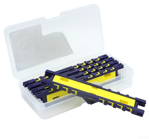 Accarugty Lot de 5 planches d'enroulement de ligne de pêche avec boîte de rangement, organiseurs de bobines en plastique EVA pour pêche à la mouche, supports de fil bleu et jaune pour crochets et bas