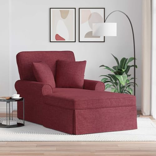 faucqel Chaise Lounge med kjol, vinröd, tyg, 91 x 157 x 91 cm, schäslong med 2 kuddar, avslappningsstol, vardagsrum, liggbäddsoffa, sovfåtölj, bekväm recamiere för inomhusbruk