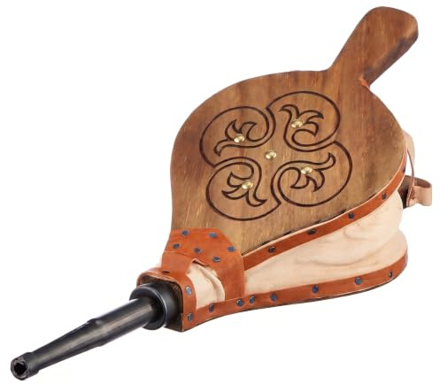 MGE - Kamin-Blasebalg Aus Naturholz 43 cm Mit Metalldüse, Zum Anfachen Von Glut Und Flammen, Manuell Ohne Strom, Für Kamin, Holzofen Und Grill, Handgefertigt In Spanien, Weiß