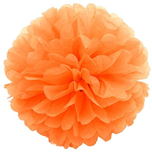 JZK 10 x Pompoms Pompons, 25cm Durchmesser, Seidenpapier blume Dekoration für Wohnzimmer Hochzeit Geburtstag Babyparty Kinder Party Weihnachten Silvester, hell orange