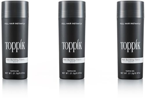 TOPPIK 3x 27,5 g Haarverdichter Streuhaar Haarverdichtung Schütthaar Hair Fibers Farbton Weiß White