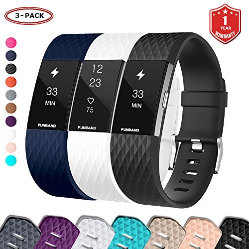 FunBand Fitbit Charge 2-armband, mjukt silikonband justerbar ersättningsrem sporttillbehör för Fitbit Charge 2 smart klocka, Small(5,5-6,7), Silikon