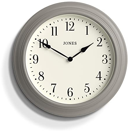 Jones Clocks® Supper Club wall clock | Large classic round clock | 40cm | Mid grey | Easy to read numbers | Traditional design ideal for kitchen or living room