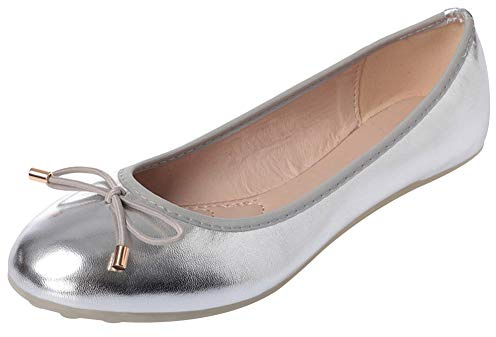 ANUFER Women's Lovely Bowknot Soft Slip-on Ballet Flats Pumps Dolly Shoes