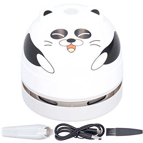 Aspirateur de Bureau de Conception Animale Mignon, Mini Balayeuse de Poussière de Table de Charge USB avec Clavier de Conception Rotatif à 360 ° sans Fil pour Bureau à Domicile(Panda)