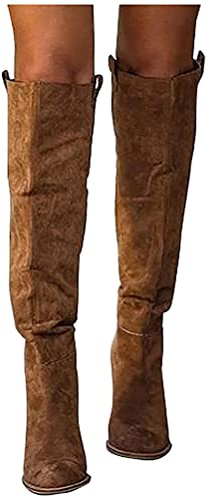 Onsoyours Boots Longues Femmes Hiver Bottes au Genou à Talons Bloc Automne Elegant Casual Chaussures B Marron 37 EU
