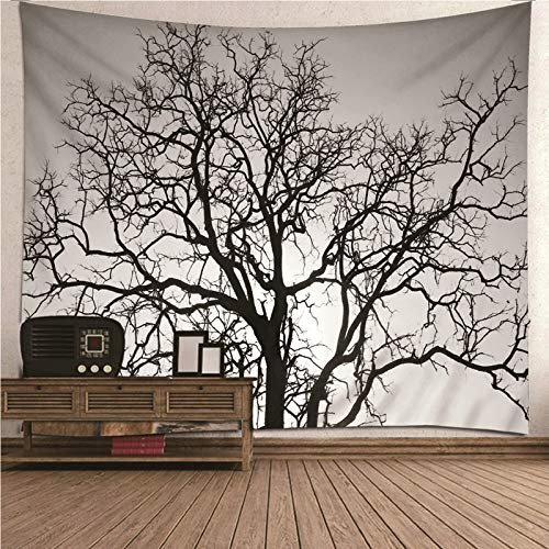 EHOMERY Arazzo da Parete Libreria Murale Tessuto Non Decorazione 3D Albero della Vita Nero per Soggiorno, Camera Letto 350X256Cm