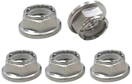 RISON Titan Sechskantmuttern M12, 5 Stück Sicherungsmuttern Flansch Nylon Kontermutter GR5 M12x1.75mm, Selbstsichernde Muttern Stoppmutter, Sechskant Schraubenmuttern Flanschmuttern Kontermuttern Set