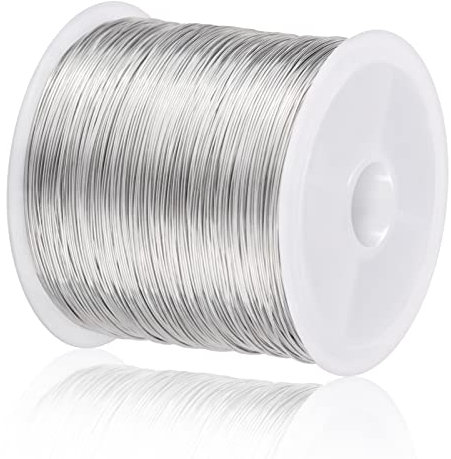 EVERMARKET 328Ft Jewelry Wire - 26 Gauge Tarnish Resistant Copper Beading Wire for Jewelry Making, 0.4mm X 100m (Silver)