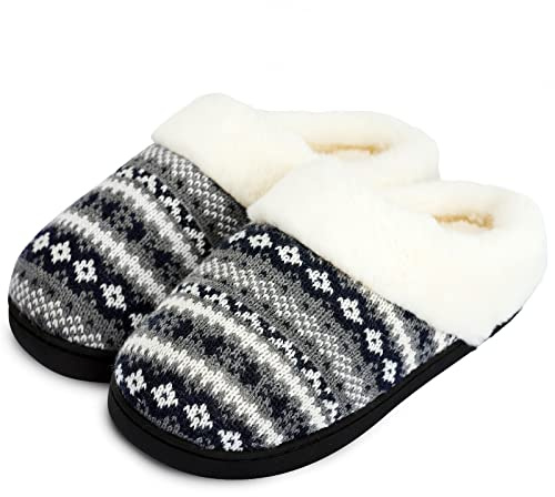 AONEGOLD Damtofflor minnesskum fluffiga hemmatofflor plyschfoder varma vintertofflor halkfri sula inomhus utomhus, BLÅ, 42/43 EU