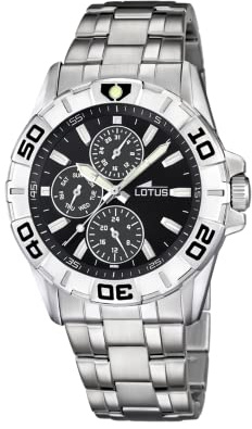 LOTUS Reloj Hombre Analógico de Acero Inoxidable 316l Plateado | Movimiento de Cuarzo, Cristal Mineral de Alta Resistencia, Resistente al Agua 10 ATM, Multifunción 18831/4 Special Prices