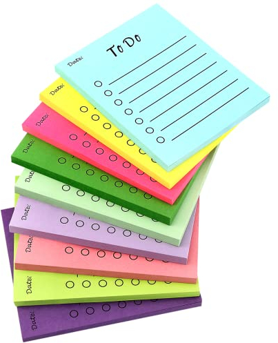 9 Packung To Do Liste, 9 X 7.5cm Verbesserung der Klebrigkeit des mehrfarbigen Haftnotizen Notizzettel Linierte Klebezettel Selbstklebend Tagesliste Notizblock für Büro Zuhause Schule