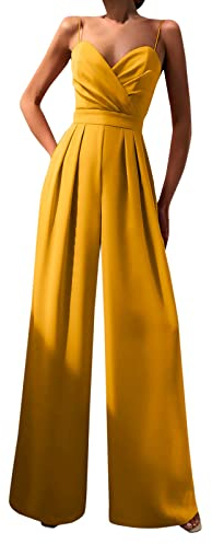 Jumpsuit Damen Sommer - Latzhose, Beige für Hochzeit, Schwarz, Eleganter Abend-Jumpsuit, Kuschelig