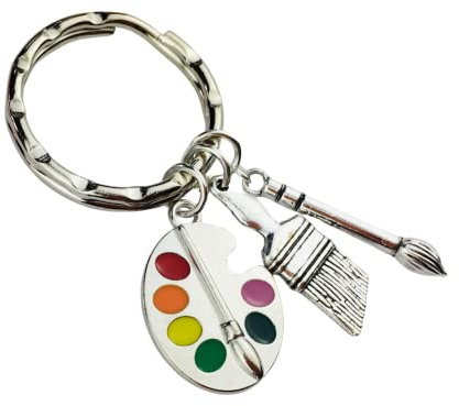 Personalised Artist Keyring, paintbrush and palette bag harms, handmade art teacher appreciation graduation birthday teen girl motivational brush