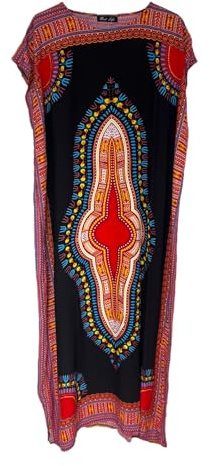 Kiran mode ny lång maxikaftan sommarklänning afrikansk dashiki strand fri storlek, Svart, en storlek