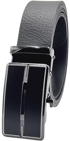 Chrissys-in Ledergürtel 3,5 cm breit schwarz Automatikgürtel ohne Plastikratsche Made in Germany 100% Leder Vollleder Rindsleder Büffelleder (Bundweite 100 cm)