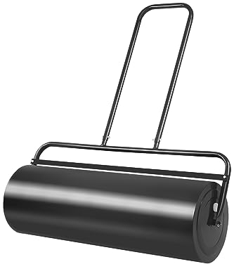 GOPLUS Rasenwalze, 48L/63L Gartenwalze befüllbar mit Wasser & Sand, Rasenroller aus Metall, Graswalze Ackerwalze für Garten & Park (48 L, Schwarz)