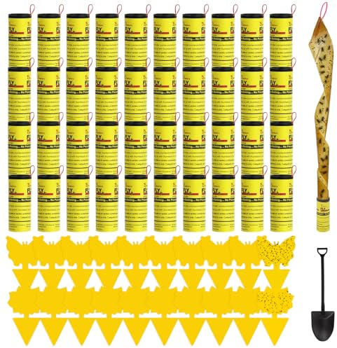 60 Pezzi Trappole per Mosche, 40X Cattura Mosche ed 20X Acchiappa Moscerini Giallo per Piante in Totale, Anti Moscerini