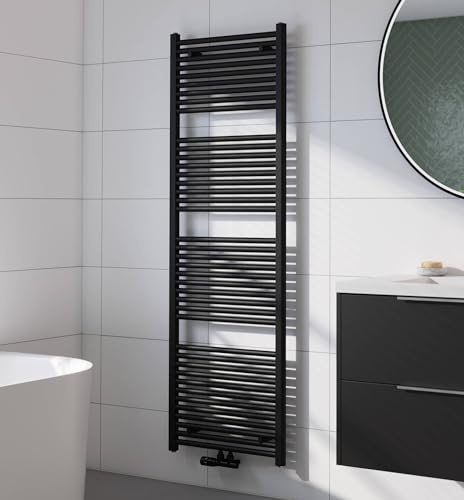 Saqu Badheizkörper Cole Matt Schwarz 60x180 cm 1072W - Design Heizkörper Handtuchwärmer Handtuchtrockner Handtuchheizkörper Handtuchheizung Handtuchheizer Badezimmer Heizung