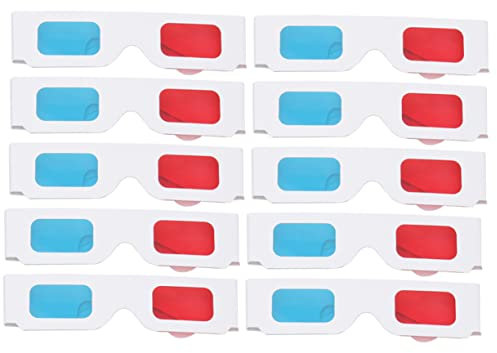 CAXUSD 10 Piezas Gafas 3D Lentes Rojos televisión 3D Vasos Infantiles Gafas niño anteojos Gafas de visión 3D Accesorios de Gafas de película 3D Tridimensional Marco Papel
