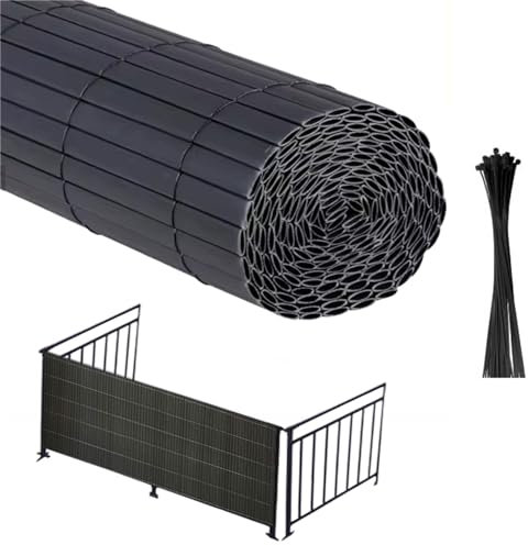 PVC Sichtschutzmatte,Balkon Sichtschutz mit Kabelbindern Windschutz Blickdicht,Sichtschutzzaun UV-beständig,Verstärkt Starke Privatsphäre für Garten Balkon Terrasse
