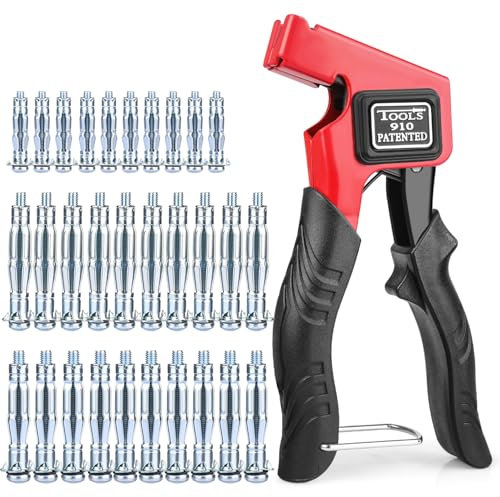 Paick Molly Dübel mit Zange, Montagezange für Hohlraumdübel Set mit Molly-Schraube, Hohlwandbefestigungen für Metallhohlraum-Wandstopfen Hohlraumanker-Gipskartonplattenbefestigung, 30 Stück