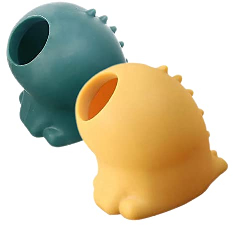 Amosfun Silicone Egg Yolk Divider and Egg White Separator Kitchen Gadget Cartoon Style 2pcs Set Green and Yellow for Home Baking and Cooking