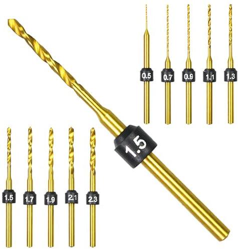 AM ARROWMAX Twist Mini Micro Drill Bits Set, 0.5mm-2.3mm, Size Marked,Titanium Coated High Speed Steel Jewelry Drill Bits, 3/32-Inch Shank, Hole Drilling Tool for DIY, Wood, Bead, Plastic (HSS Set B)