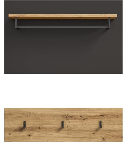 Lomadox Garderobenpaneel 80 cm breit in Artisan-Eiche und Basaltgrau