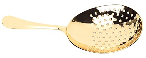 HUSHUI Colador Julep de Acero Inoxidable Cuchara Ranurada, Cuchara Coladora Multifunción para Cocinar Freír y Recoger Pasta de Alimentos (Chapado en oro)