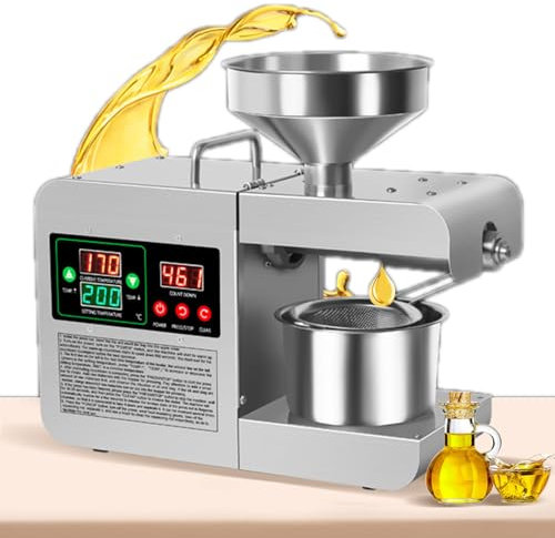 BDJSN Pressa per Olio a Caldo/Freddo, Estrattore di Olio Elettrico Domestico in Acciaio Inossidabile da 820 W, con Controllo Intelligente, Pressa per Olio di Semi da Tavolo, Facile da Pulire