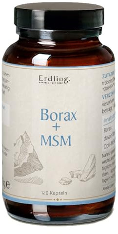 Waldkraft Borax + MSM Kapseln | 99,9% ig reines Natriumtetraborat und OptiMSM® | Lebensmittelqualität | Nachhaltig verpackt in Braunglas | Exklusiv bei Waldkraft | 120 pflanzliche Kapseln
