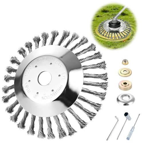 Unkrautbürste Freischneider, Wildkrautbürste für Motorsense, 200x25,4mm Drahtbürste Freischneider, Unkrautbürste für Rasentrimmer, Rundbürste, Freischneider Zubehör zur Effektiven Unkrautentfernung
