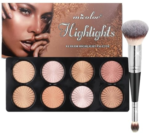 MKNZOME Concealer-Palette, 8 Farben, Kontur, Highlighter, Blush, Concealer, Concealer, mit Pinseln, Make-up-Palette, Damen, langer Halt, wasserdicht, Make-up-Set für das Gesicht