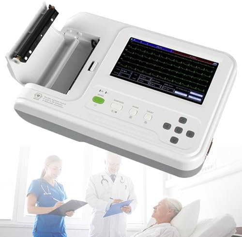 Monitor de electrocardiograma portátil con pantalla táctil LCD de 7 pulgadas, electrocardiógrafo de 6 canales para un monitoreo preciso de la frecuencia cardíaca