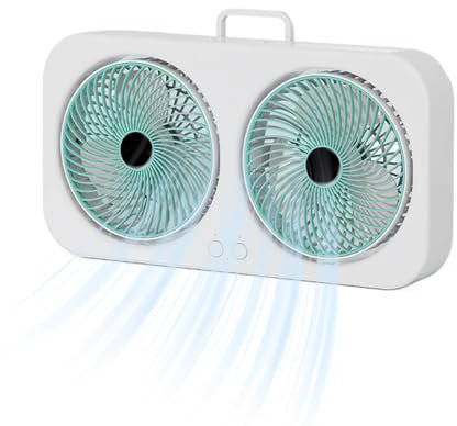 Holdes Ventilatore da Scrivania,Raffreddatore ad Aria con Doppia Testa | Ventilatore USB Silenzioso Ricaricabile e Appendibile per Camera Da Letto, Ufficio, Palestra, Asilo e