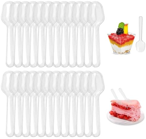 Lot de 500 cuillères à gâteau glacé transparentes - Cuillères à dessert - Cuillères à café - Vaisselle de fête - Réutilisables - Pour mariage, festival, fête, gâteau, dessert, café, salade de fruits