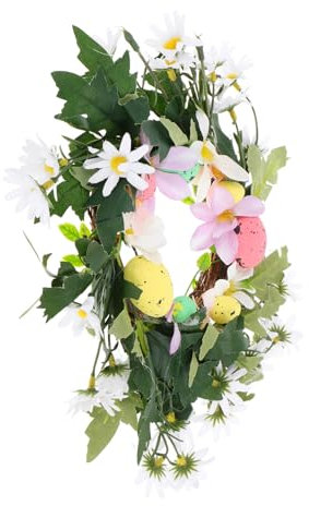 TOPBATHY Bunter Osterkranz mit Künstlichen Eiern Frühlingsdekoration für Tür und Wand Leicht und Realistisch für Ostern und Festliche Anlässe