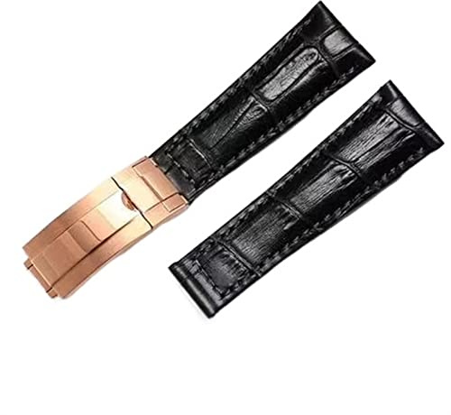 KXQYIKYI Echtes Lederband für Rolex Wasser Ghost Daytona Yacht Logype Grüne Lederarmband 20mm Schmetterling Schnallen Sie Watch Band